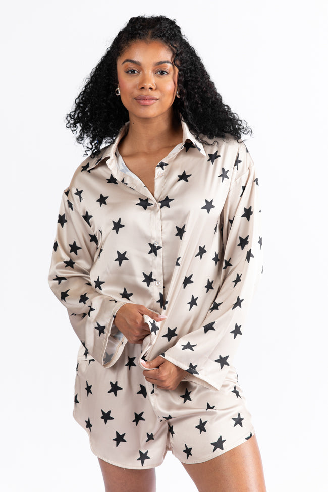 Pajama Party Neutral Stars Pajama Top SALE For Nice