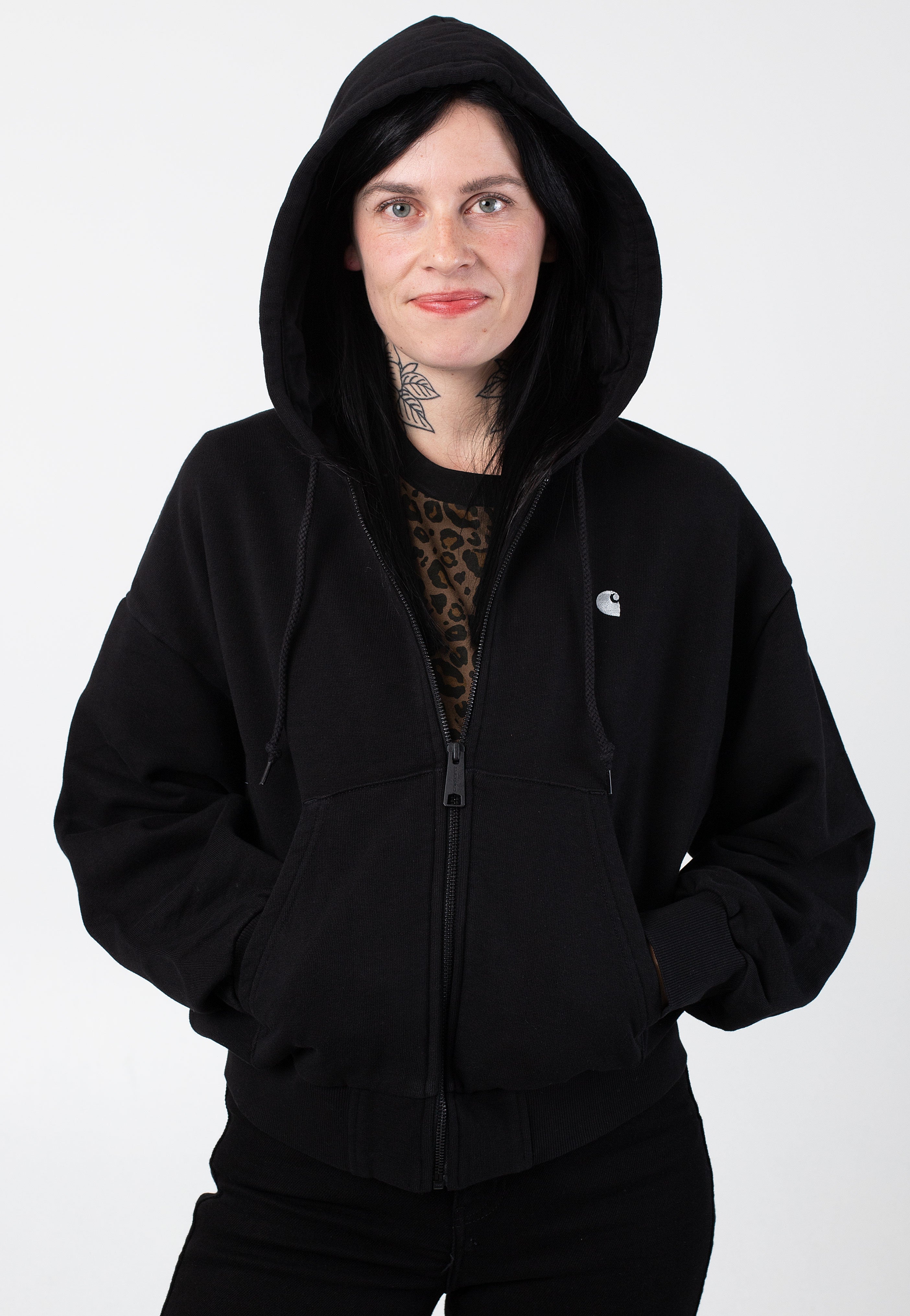 Carhartt WIP - W' Hooded Casey Black/Silver - Zipper