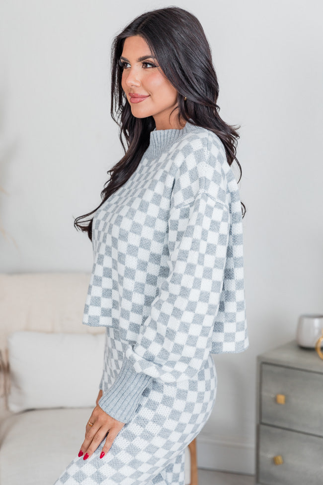 Simple Solutions White and Grey Checkered Sweater Set FINAL SALE Recommend Cheap Online