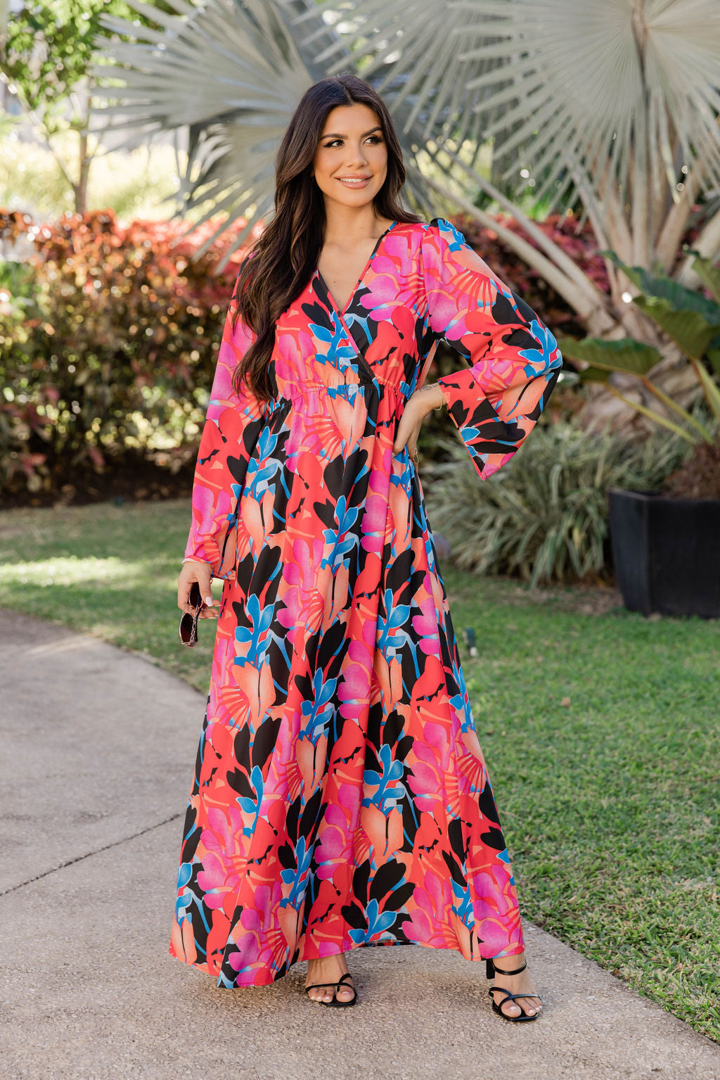 Dance The Night Away Long Sleeve Tropical Black Maxi Dress FINAL SALE Good Selling Online