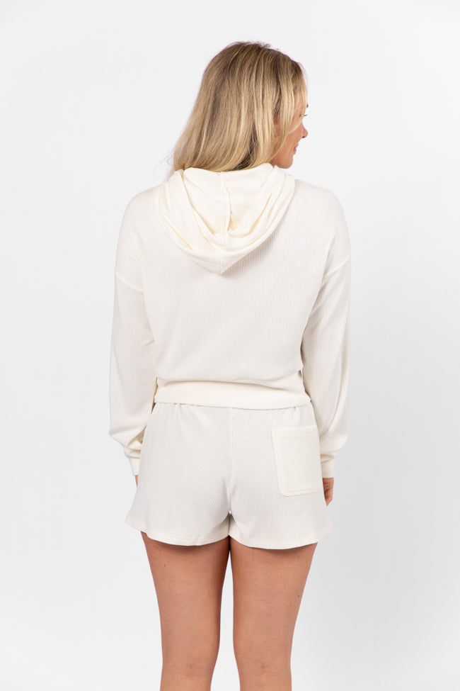 Everything I Want Ivory Ribbed Hoodie and Shorts Set Outlet 2025