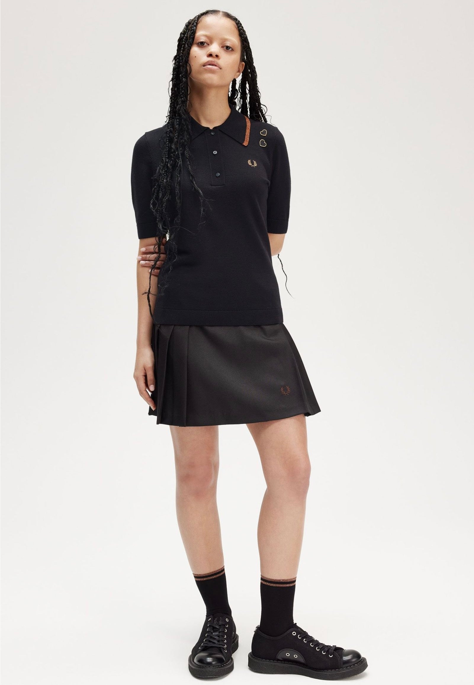 Fred Perry x Amy Winehouse - Metallic Tipped Knitted Black - Polo With Mastercard Online