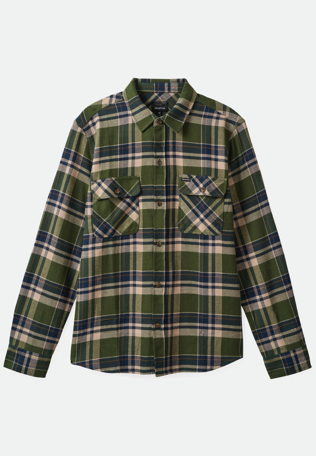 Brixton - Bowery Flannel Cypress Green/Washed Navy/White - Shirt Buy Cheap How Much