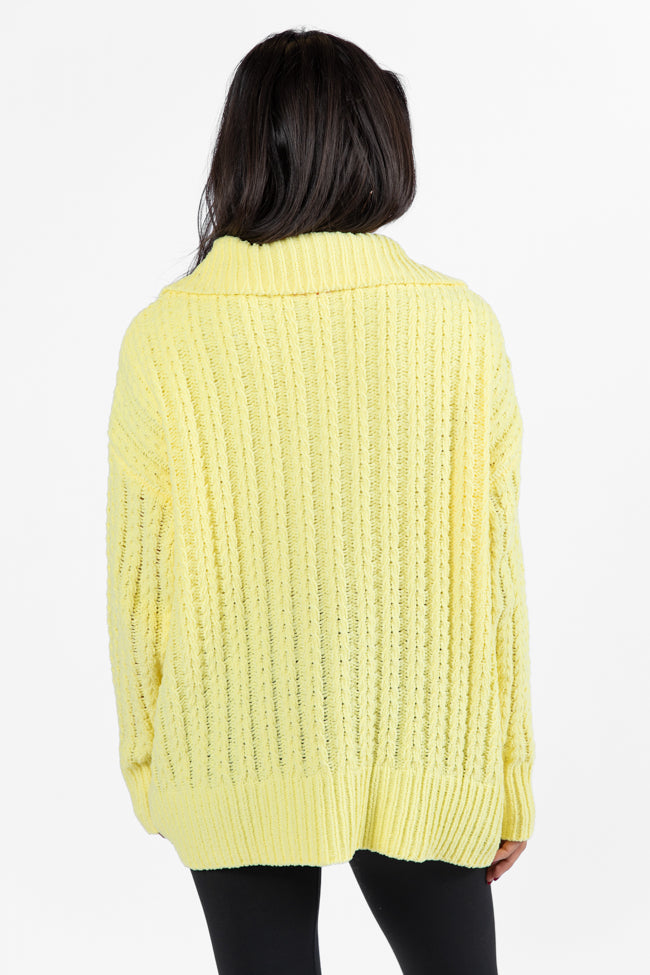 Forever Yours Yellow Cable Knit Chenille Quarter Zip Sweater SALE Shop Offer Cheap Online