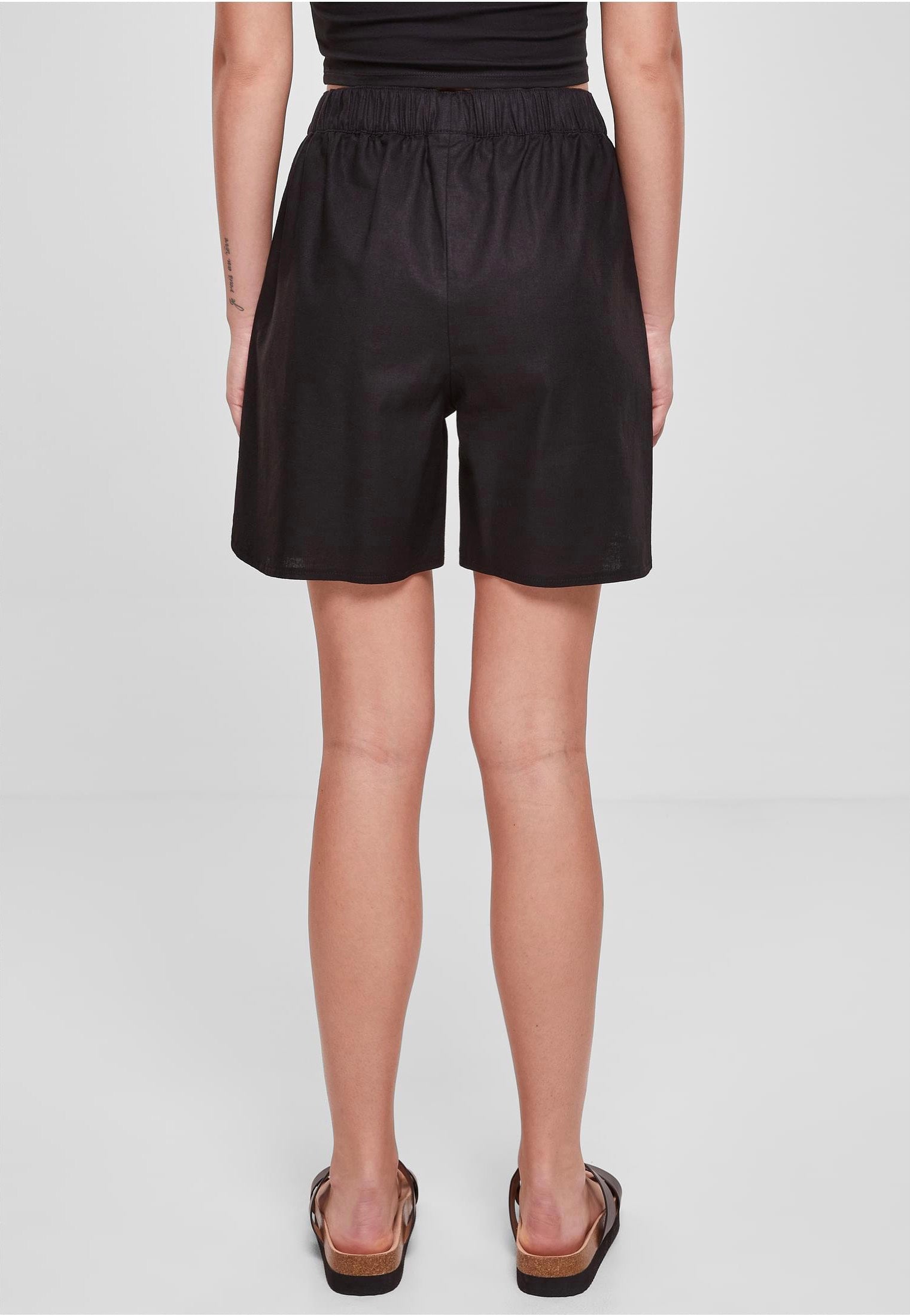 Urban Classics - Ladies Linen Mixed Black - Shorts Pices For Sale