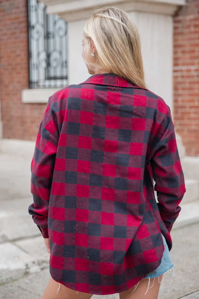 Made Me Realize Maroon Plaid Button Front Shirt FINAL SALE Order Online