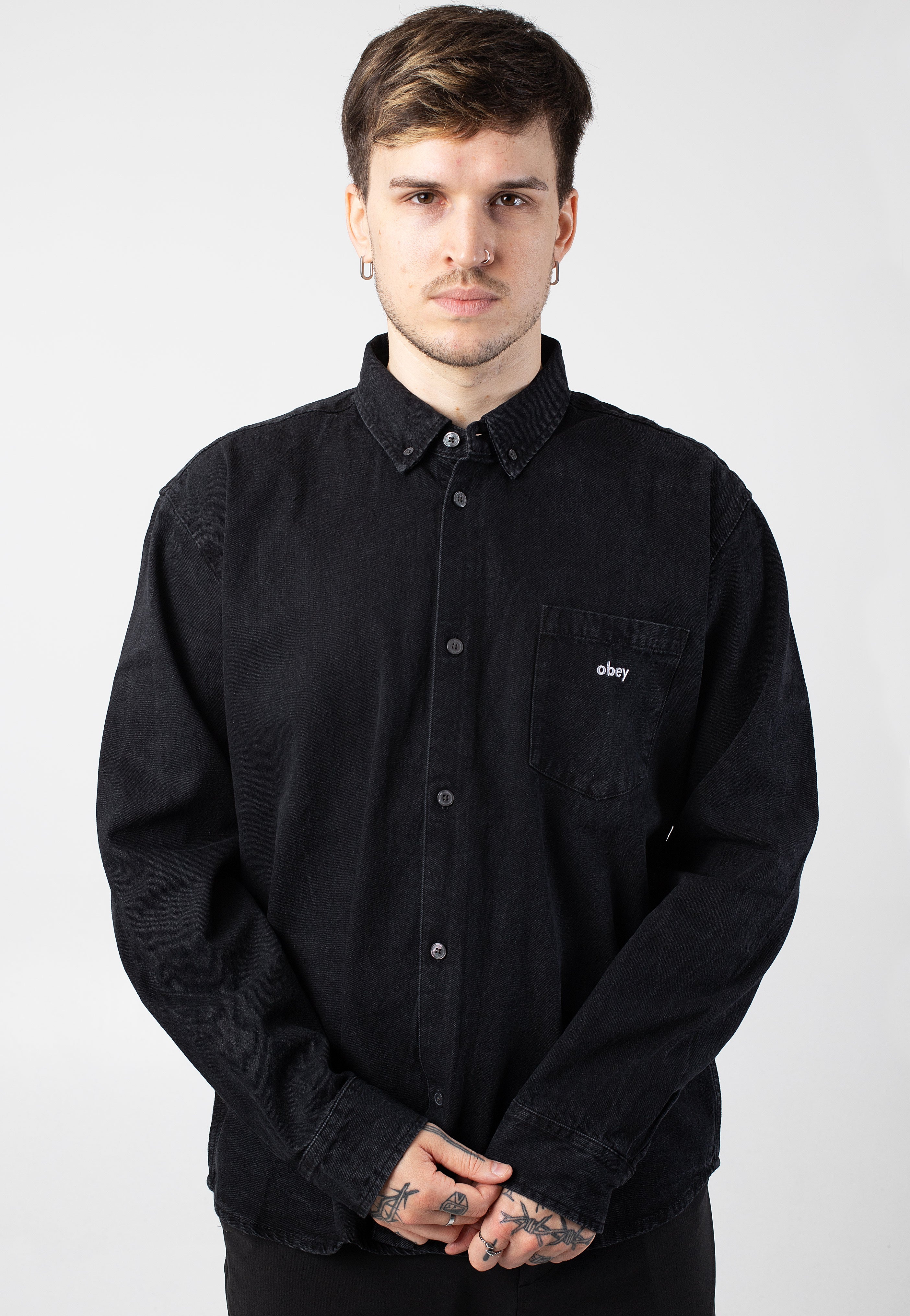 Obey - Logan Denim Woven Faded Black - Shirt New Arrival Cheap Online