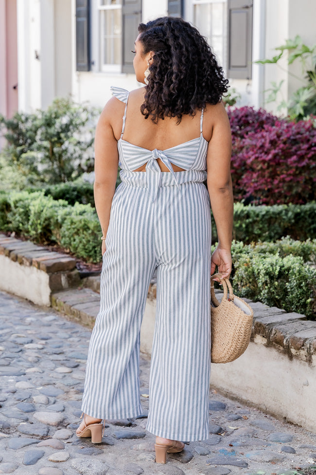 Wait For Me Grey Stripe Jumpsuit FINAL SALE 100% Original