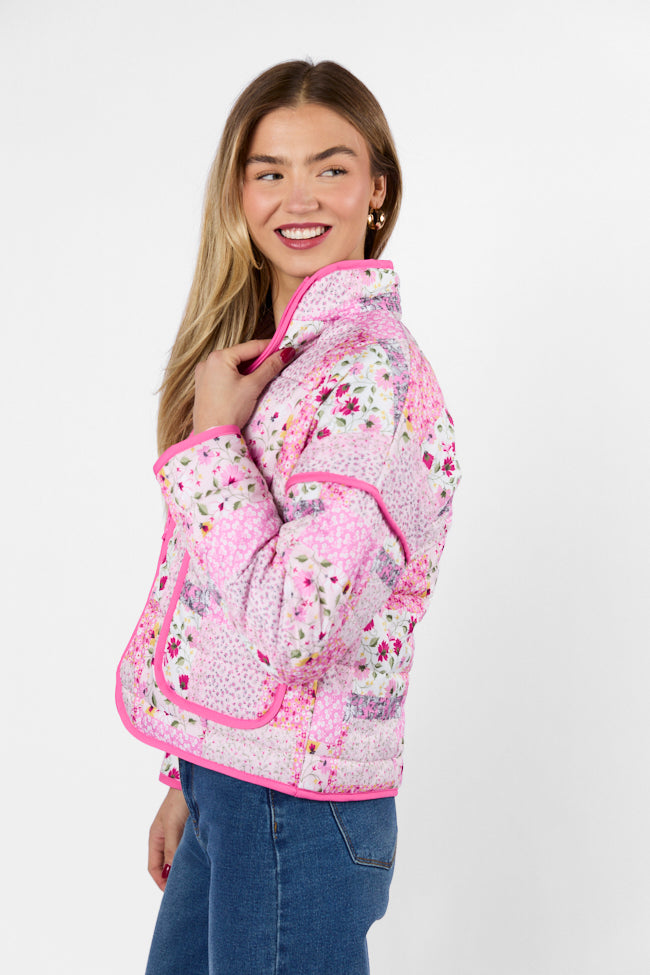 Going For It Floral Printed Zip Up Jacket Buy Cheap Free Shipping