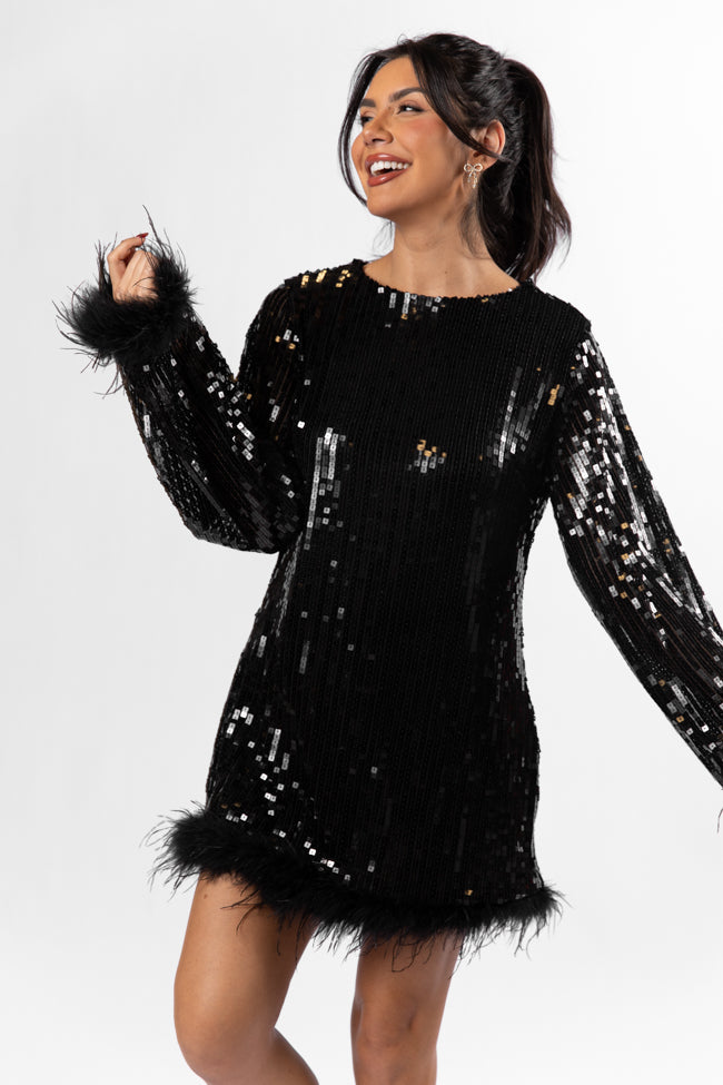 As You Know Black Sequin Swing Dress SALE Discounts Sale Online