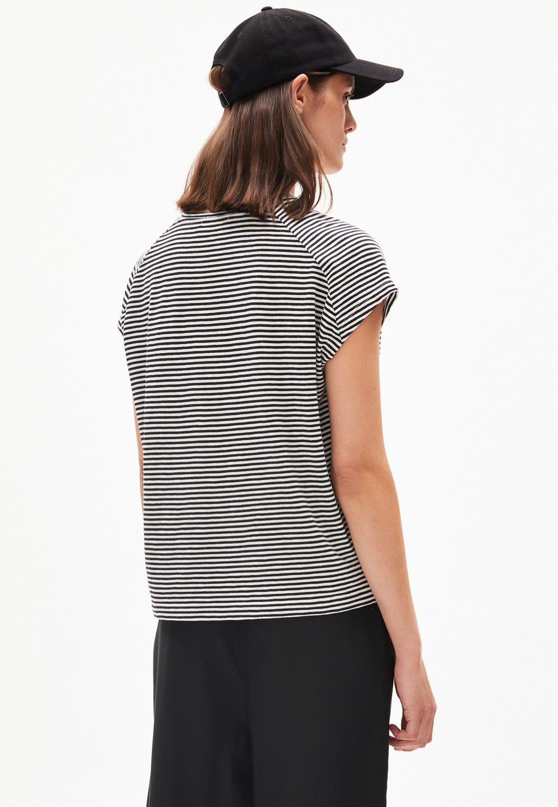 Armedangels - Oneliaa Lovely Stripes Black-Oatmilk - T-Shirt Sale Recommend