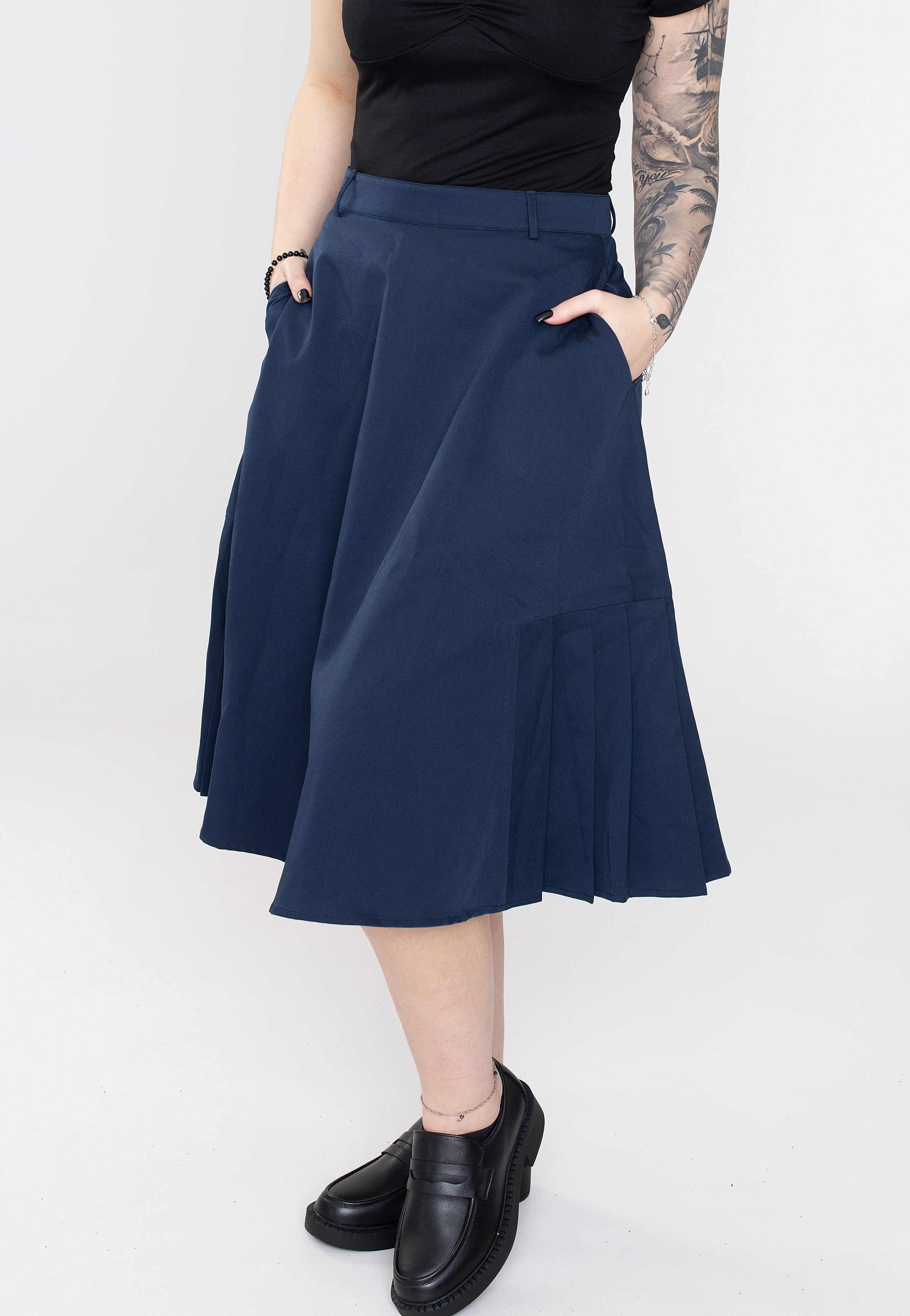 Voodoo Vixen - Nyla Knee Length Navy - Skirt 100% Authentic Cheap Online