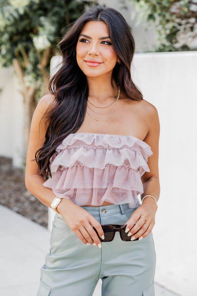 Calling All The Time Blush Ruffled Strapless Top FINAL SALE Outlet Online Shop