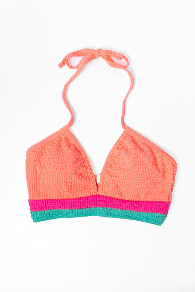 Do Not Disturb Coral Halter Neck Bikini Top Hot Sale