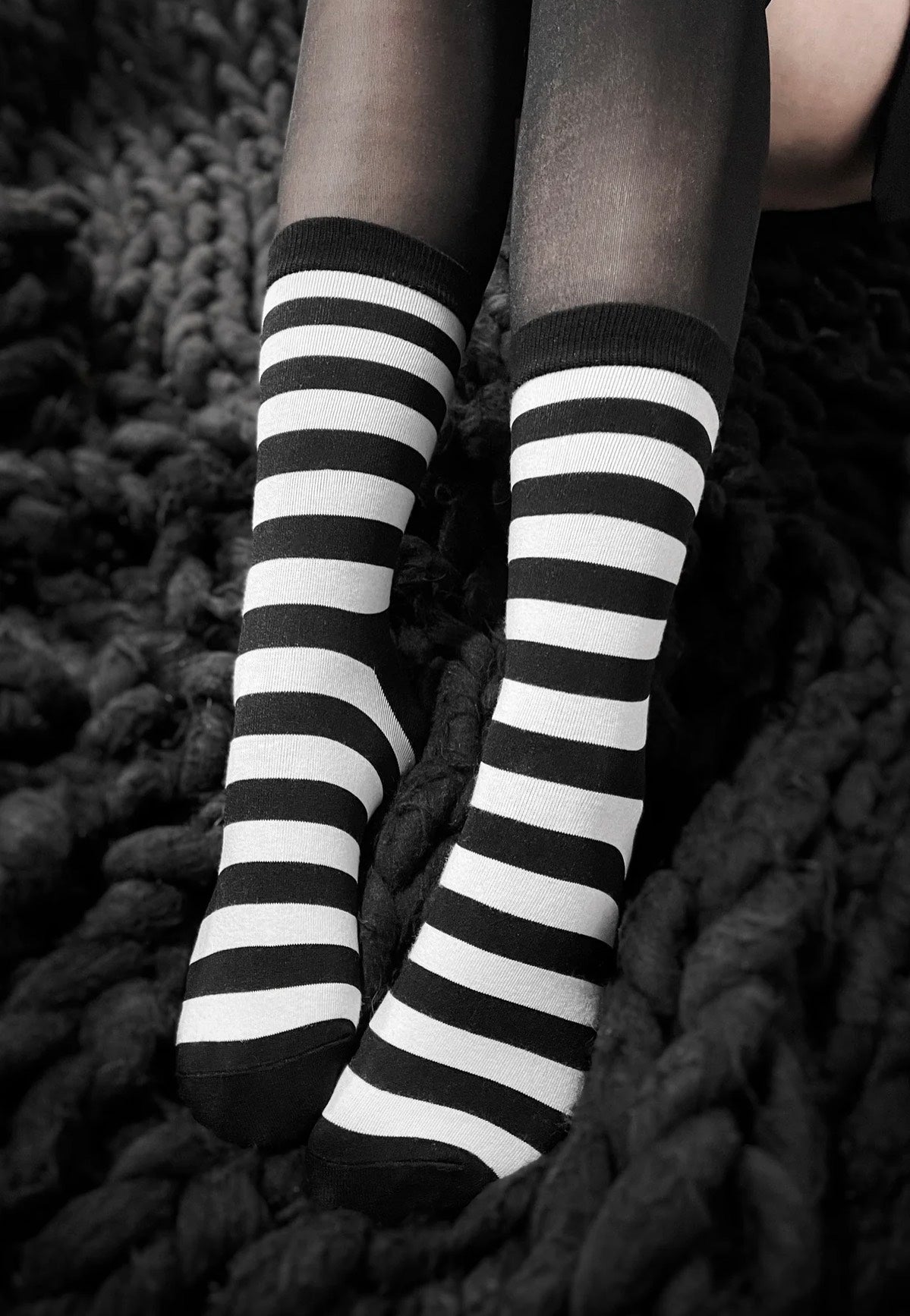 Foxblood - Lovett Horizontal Striped Black - Socks Free Shipping Order