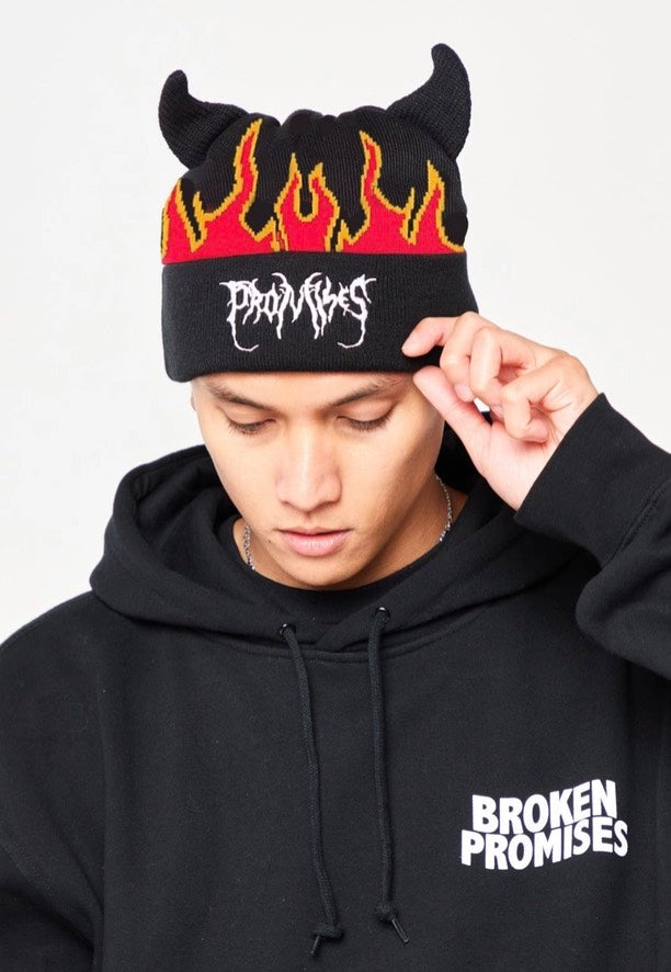 Broken Promises - Flames Devil Horn Black - Beanie Eastbay Online