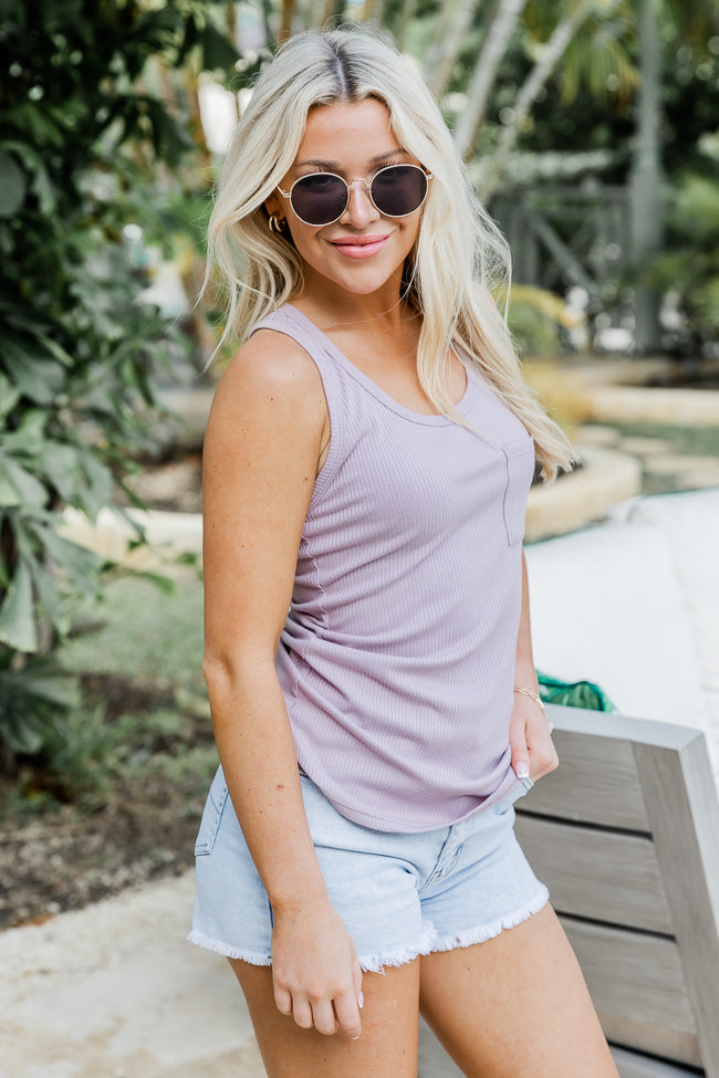 Knowing You Ribbed Racerback Lilac Tank FINAL SALE Professional Online