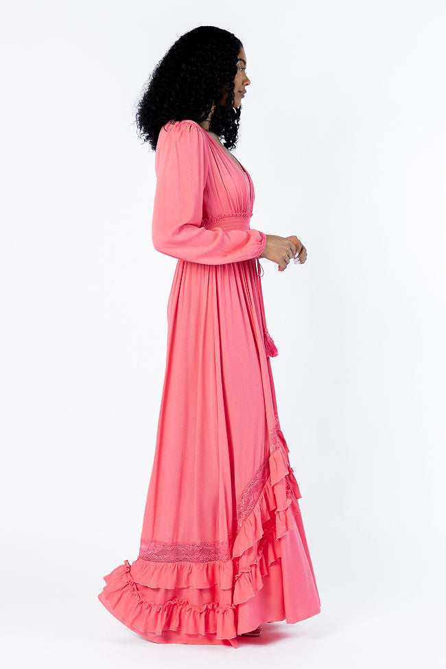 Lucky To Have You Coral Maxi Dress Marketable Cheap Pice