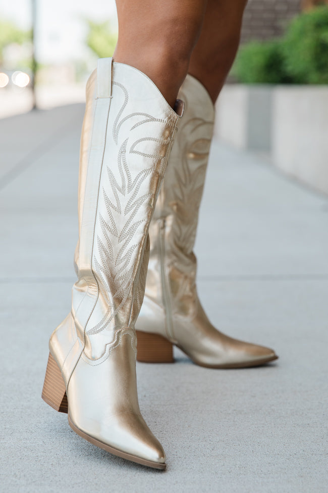 Shania Metallic Gold Cowboy Boots Get Authentic