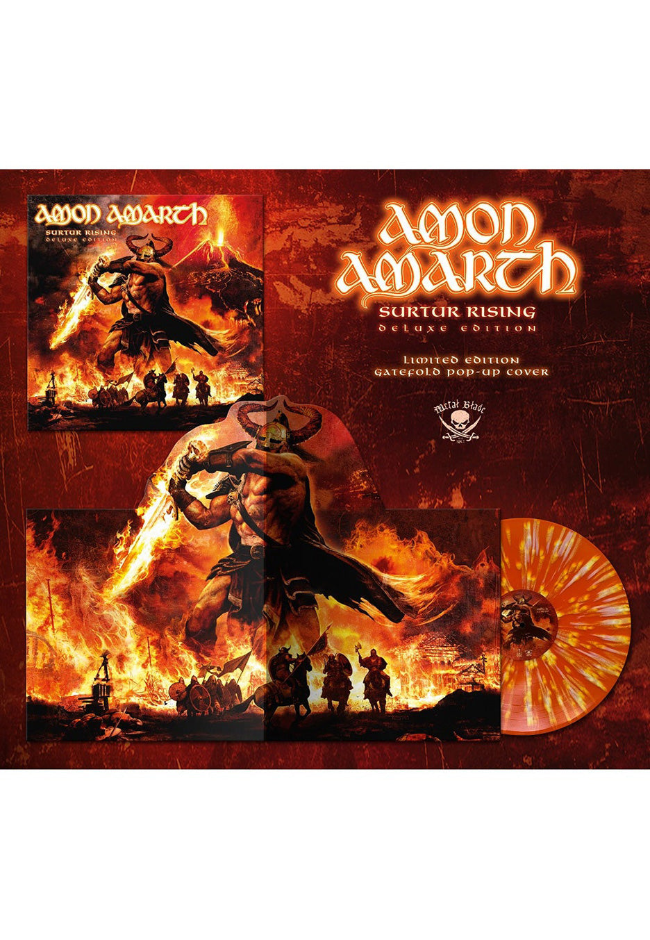 Amon Amarth - Sutur Rising Orange White - Splattered Vinyl Outlet Geniue Stockist