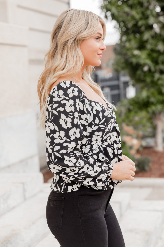 Bold Adventures Black Floral Twist Front Blouse FINAL SALE Best Wholesale For Sale