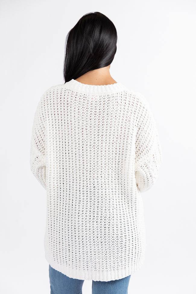 Wide Open Spaces Ivory Oversized Chenille Crew Neck Sweater Clearance Order