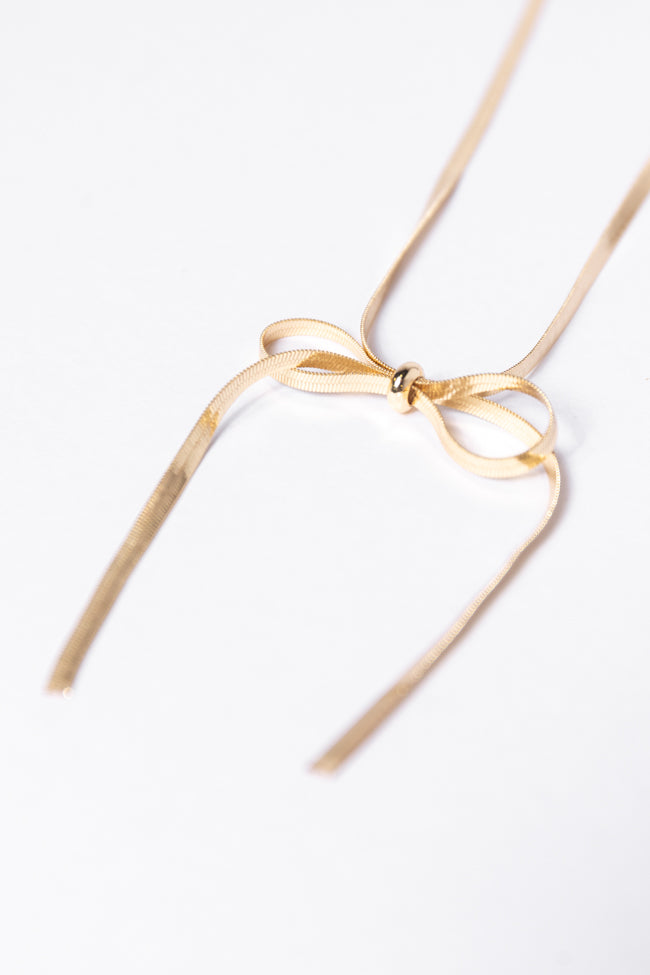 Snake Chain Gold Bow Necklace Cheap With Mastercard