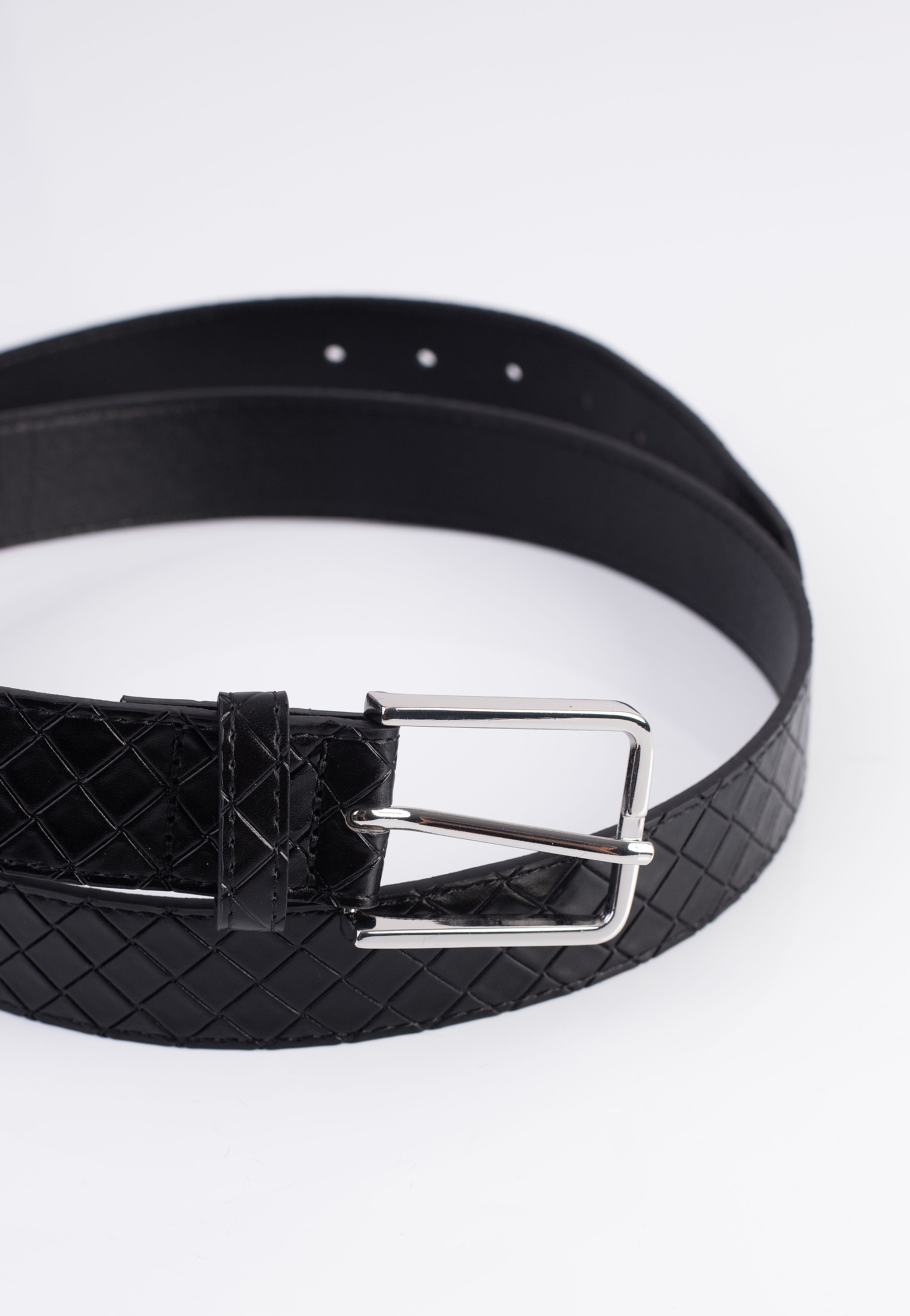 Urban Classics - Woven Embossed Synthetic Leather Black/Silver - Belt Cheapest Pice