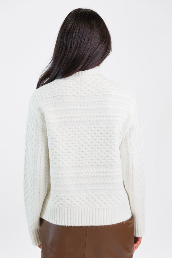 Fireside Moment Ivory Cable Knit Mock Neck Sweater FINAL SALE Buy Cheap With Credit Card