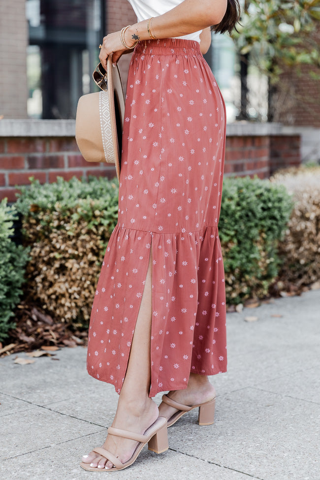 A Beautiful Day Rust Printed Maxi Skirt FINAL SALE Official Site Cheap Online