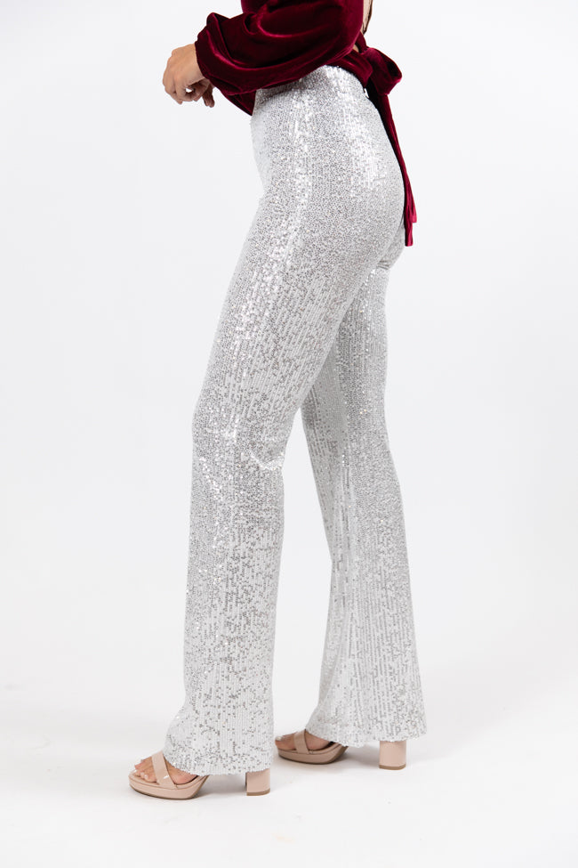 Queen of Hearts Silver Sequin Flare Pants SALE Pick A Best For Sale