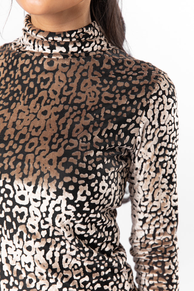 What A Wonderful Velvet Leopard Printed Turtleneck Blouse SALE Buy Cheap Classic