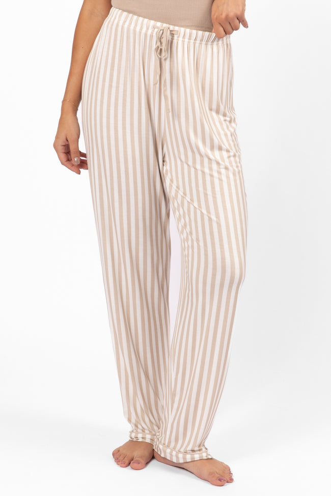 Good To Get Away Neutral Stripe Pajama Pants Low Cost Sale Online