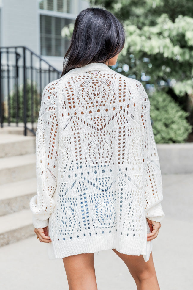 Feel Happiness Cream Crochet Cardigan SALE Clearance Shop