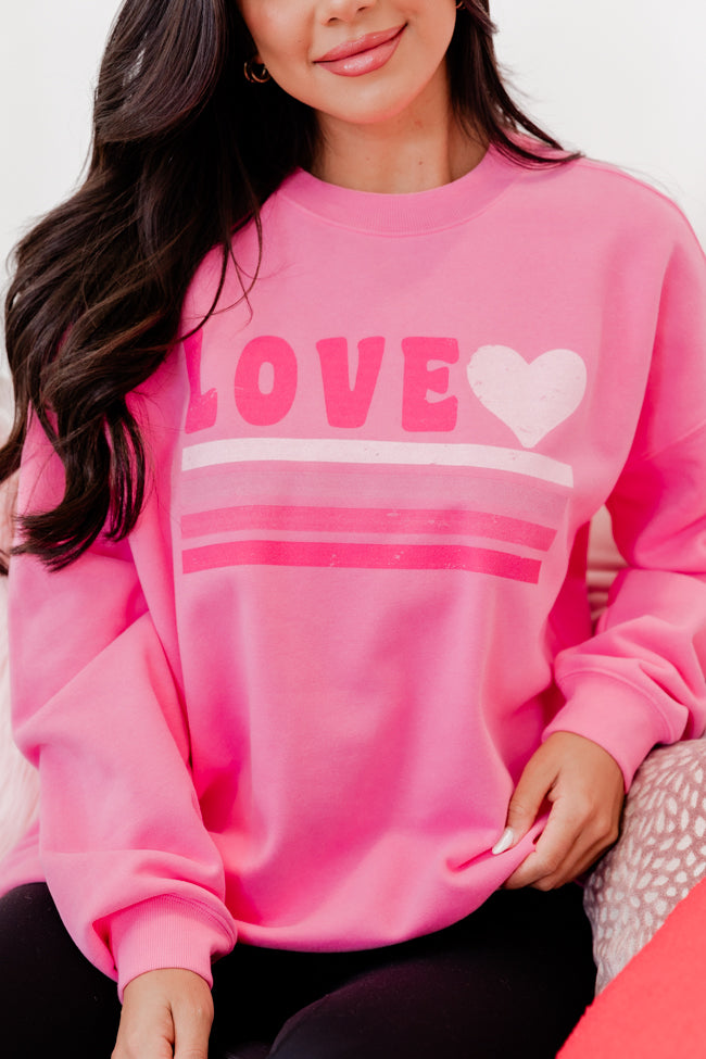 Love Retro Pink Oversized Graphic Sweatshirt Low Pice Cheap Online