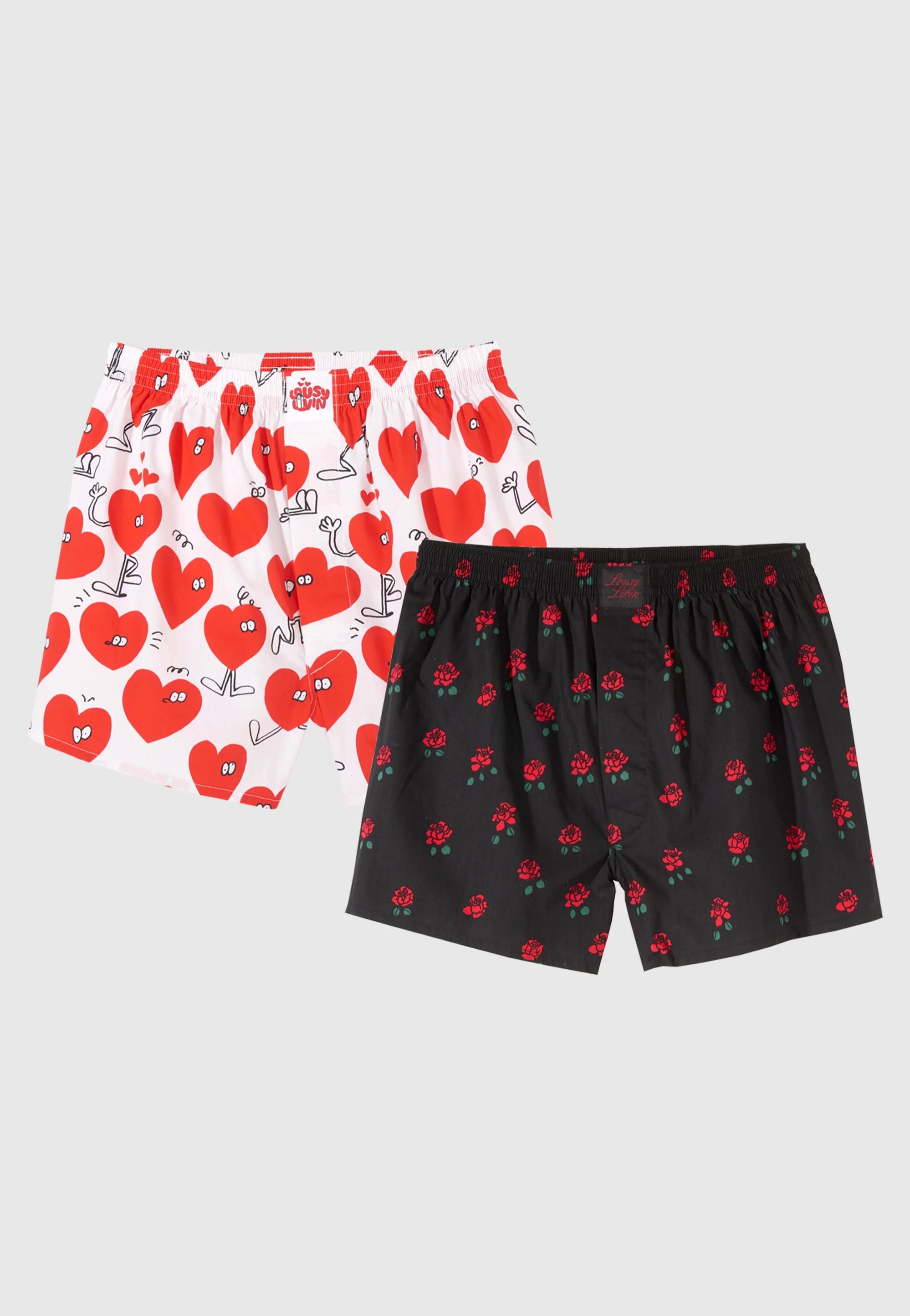 Lousy Livin - Rose & Valentines Pack Of 2 Black & White - Boxershorts Ebay Online