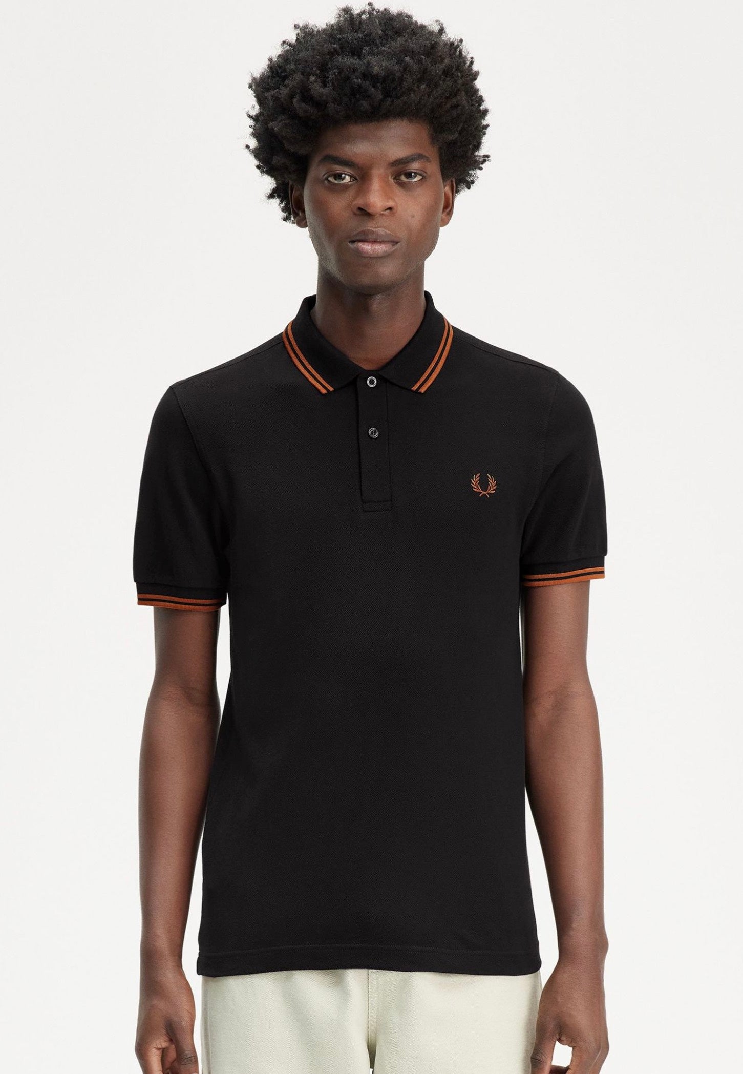 Fred Perry - The Twin Tipped Black/Marmalade - Polo Ebay