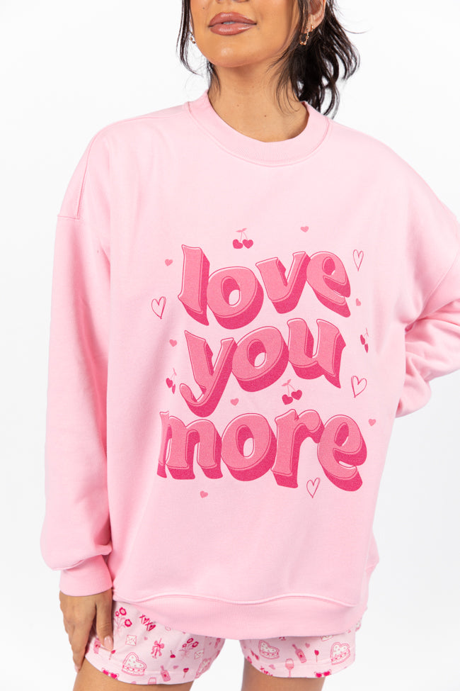 Love You More Light Pink Oversized Graphic Sweatshirt Cheap Sale Footlocker Pictures