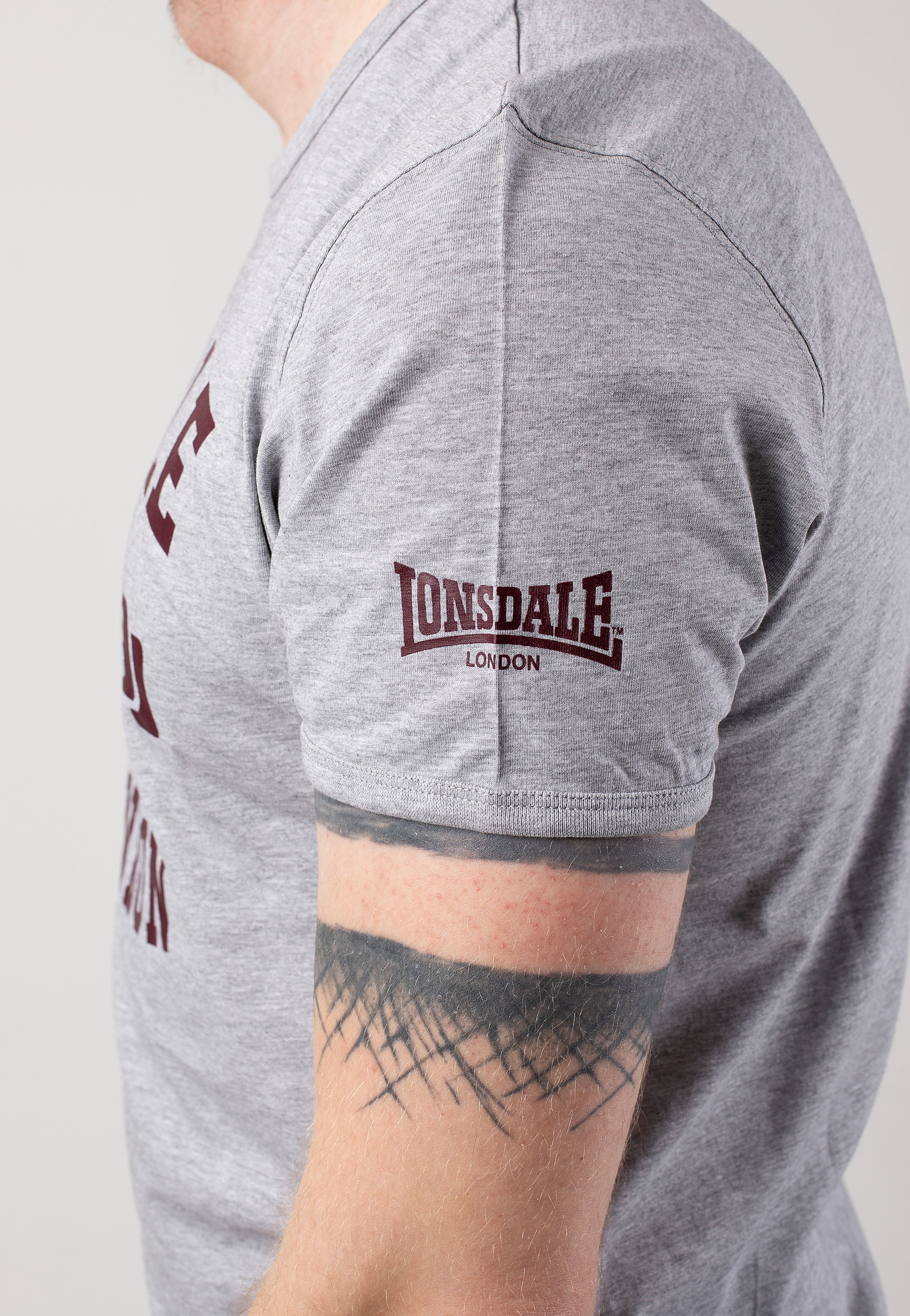 Lonsdale - Murrister Marl Grey/Oxblood - T-Shirt Good Selling Cheap Online