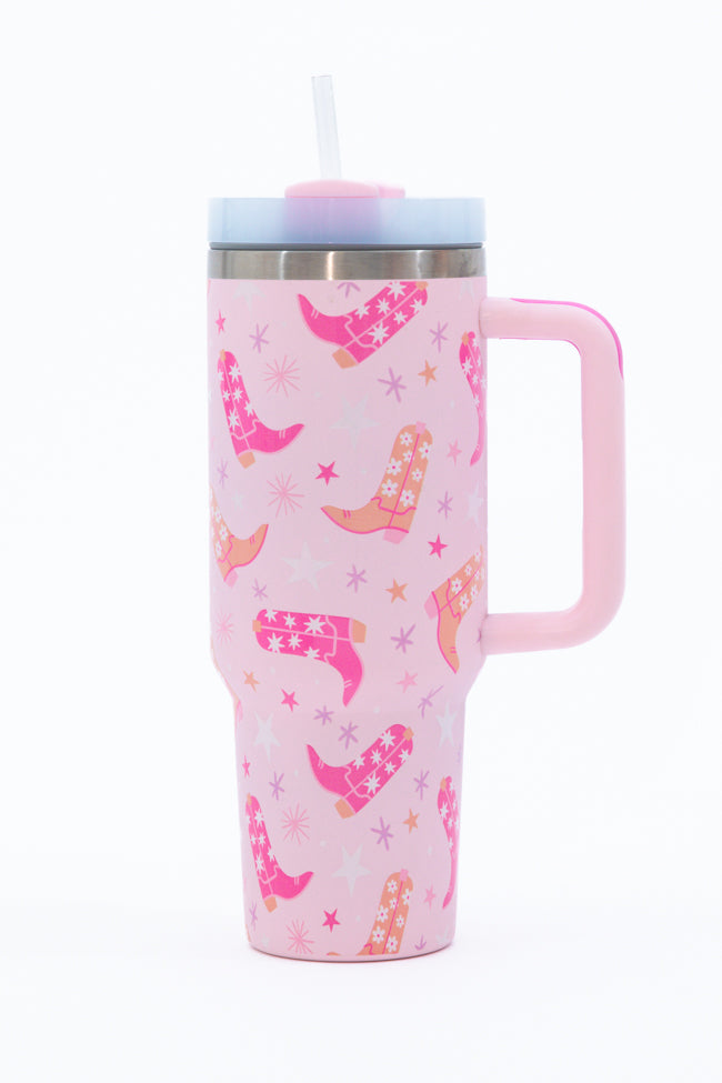 Sippin' Pretty In Giddy Up Girly 40 0z Drink Tumbler With Lid And Straw