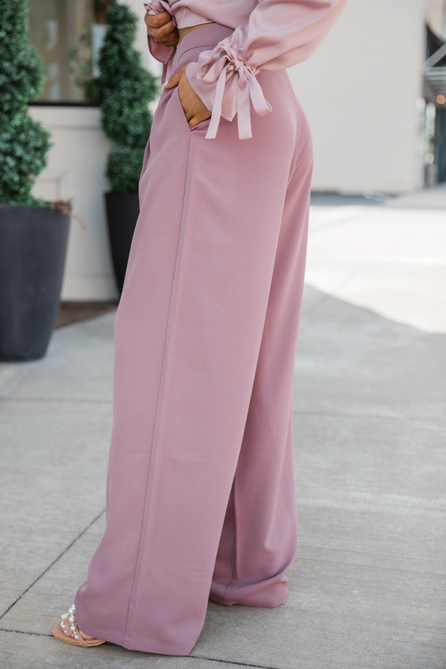 It's Your Day Mauve Wide Leg Trousers FINAL SALE