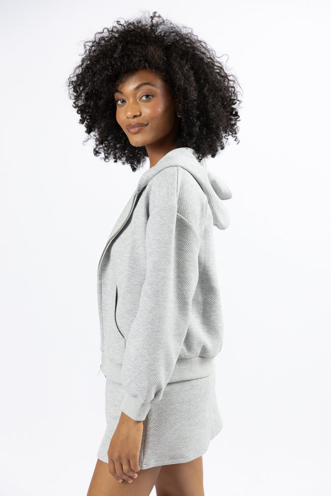 Have It My Way Grey Textured Knit Zip Up Hooded Sweatshirt SALE 2025 Cheap Online