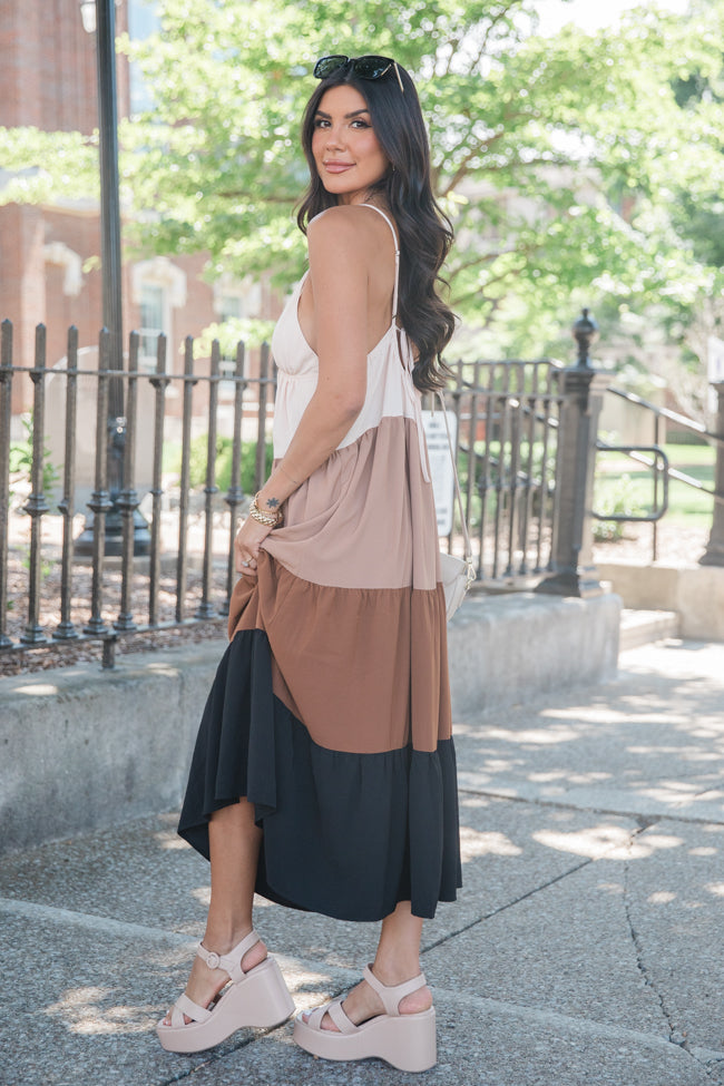 Making A Comeback Neutral Multi Tiered Maxi Dress FINAL SALE Very Cheap Cheap Online