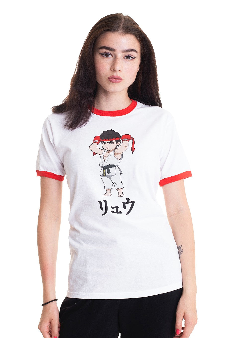 Street Fighter - Chibi Ryu Ringer White - T-Shirt Cheap Pice Wholesale Pice