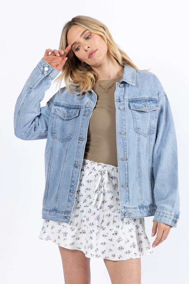 Let's Try It Light Wash Boyfriend Denim Jacket