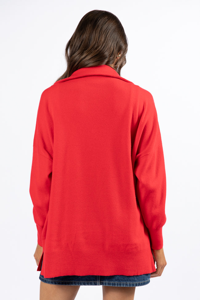 Pulling Heartstrings Red Quarter Zip Pullover Cheap Sale Supply