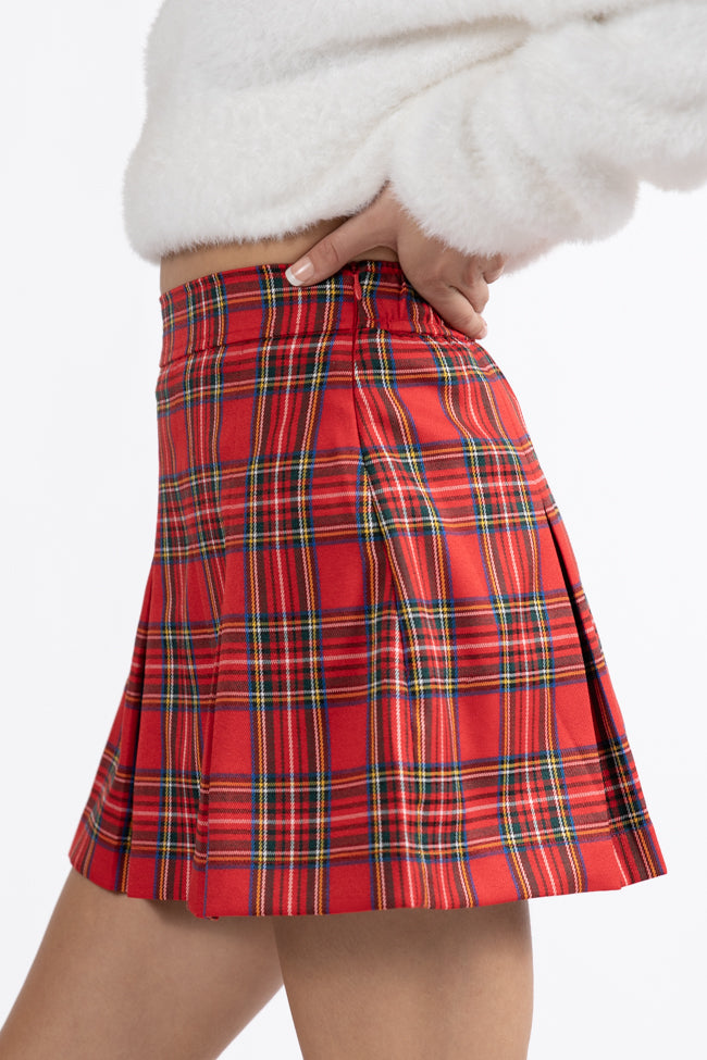 Spirit Of Christmas Red Pleated Plaid Skort Sale Supply