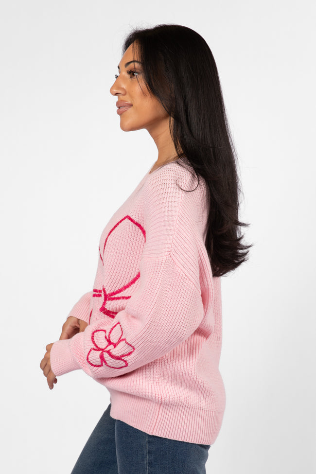 Hold My Hand Pink Floral Sweater Store Sale