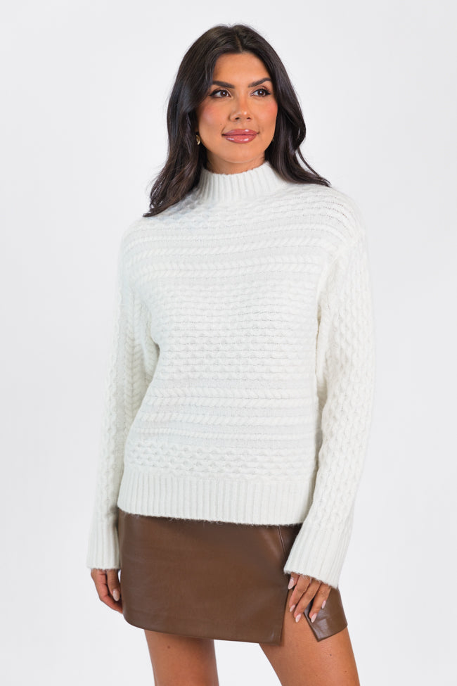 Fireside Moment Ivory Cable Knit Mock Neck Sweater FINAL SALE Buy Cheap With Credit Card