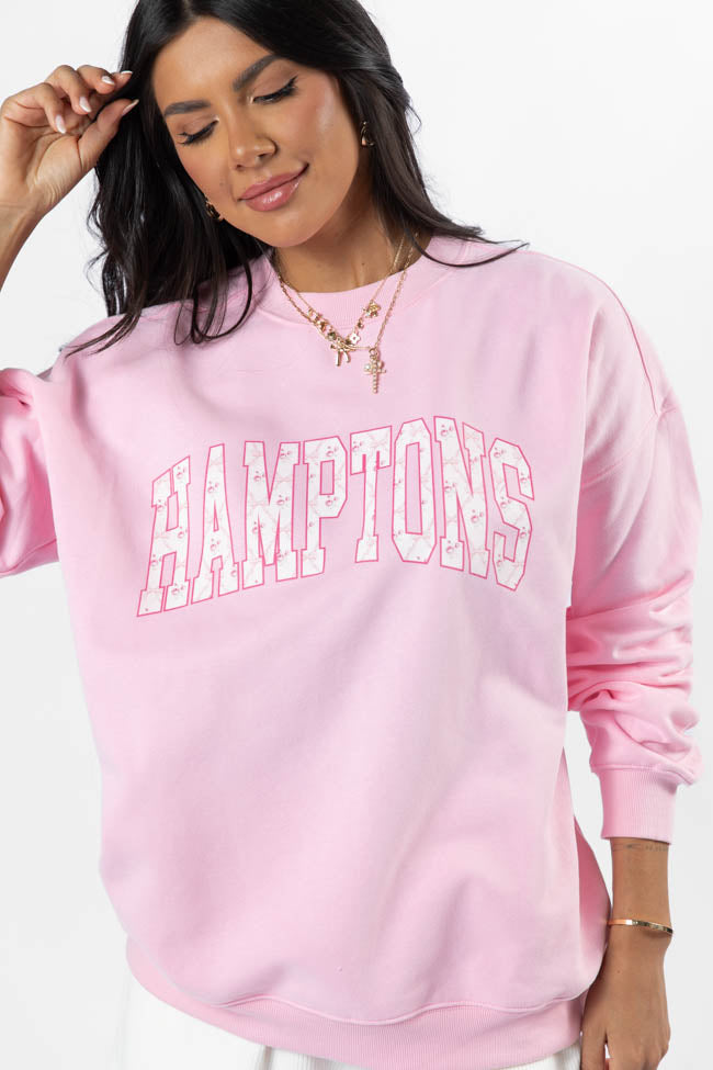 Hamptons Printed Light Pink Oversized Graphic Sweatshirt Best Deals